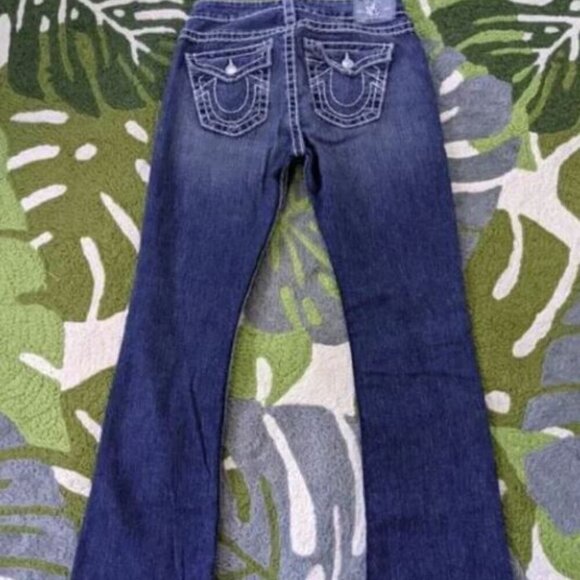 True Religion Jeans Women Size 29 Blue Becky Dark Wash Stretch Bootcut Low Rise - Picture 2 of 5
